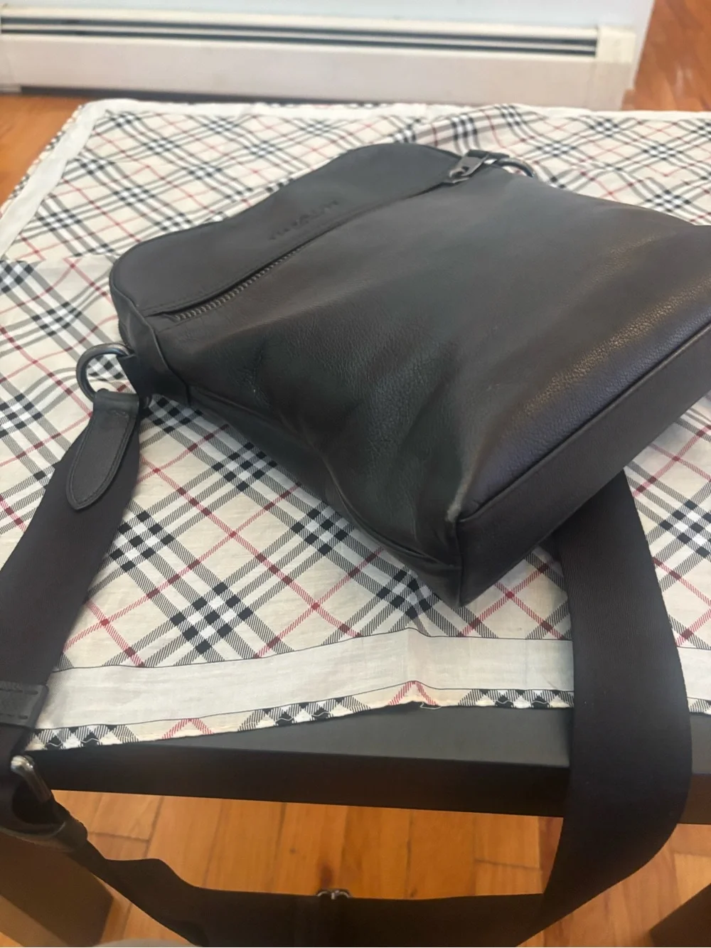 COACH Black Pebbled Leather Messenger Crossbody